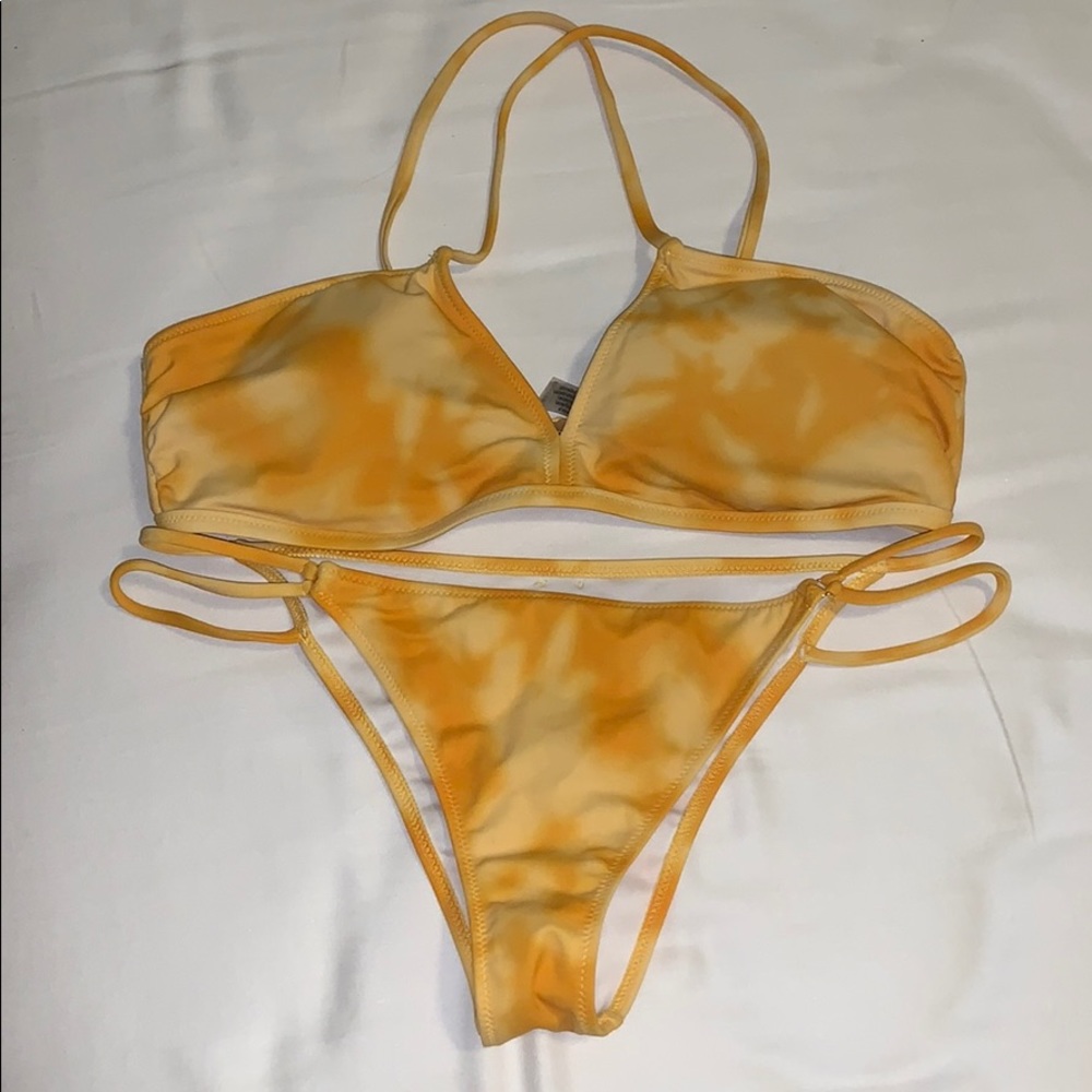 PINK yellow tye dye bikini